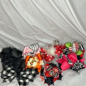 9 boutique hair bows bundle